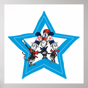 Dr. Seuss Little Cats USA Hats Graphic Poster