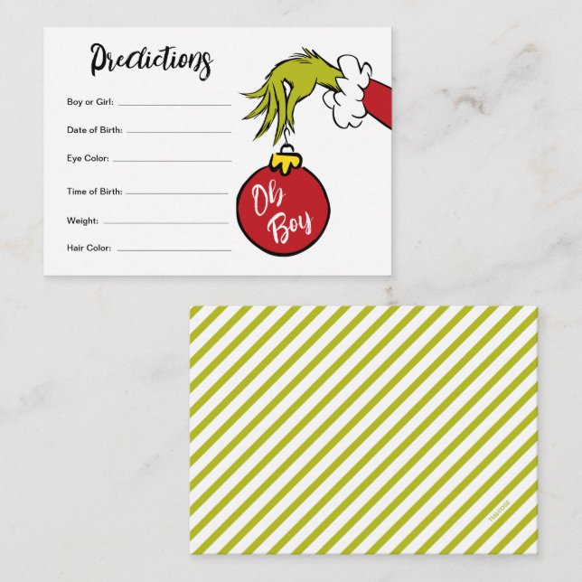 Dr. Seuss | Oh Boy Grinch Baby Predictions Enclosure Card (Front/Back)