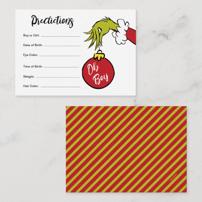 Dr. Seuss | Oh Boy Grinch Baby Predictions Enclosure Card (Front/Back)