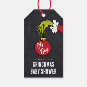 Dr. Seuss Oh Boy Grinch Baby Shower Favour Tag