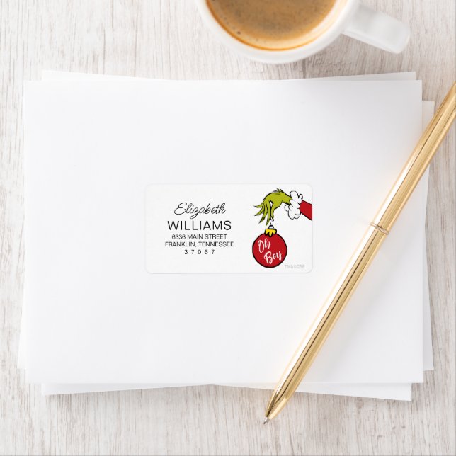 Dr. Seuss | Oh Boy Grinch Baby Shower Label (Insitu)