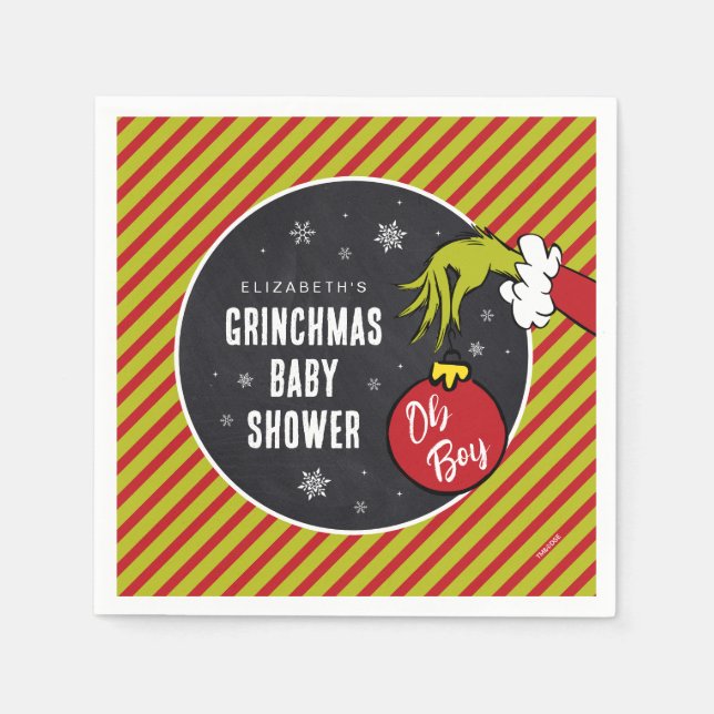 Dr. Seuss | Oh Boy Grinch Baby Shower Napkin (Front)