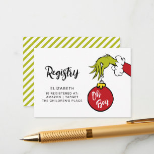 Dr. Seuss Oh Boy Grinch Baby Shower Registry Enclosure Card