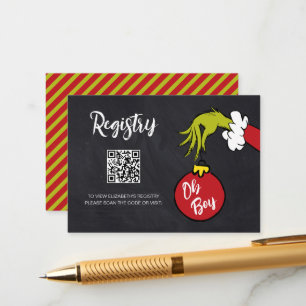 Dr. Seuss Oh Boy Grinch Baby Shower Registry Enclosure Card