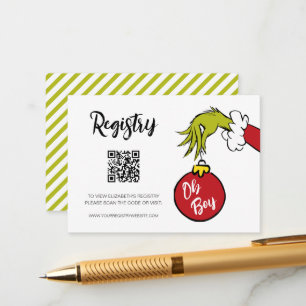 Dr. Seuss Oh Boy Grinch Baby Shower Registry Enclosure Card
