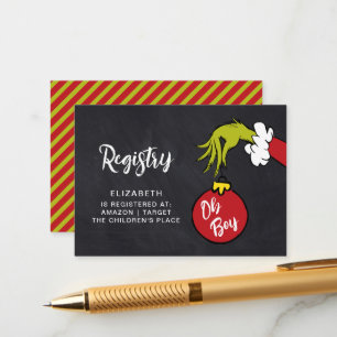 Dr. Seuss Oh Boy Grinch Baby Shower Registry Enclosure Card
