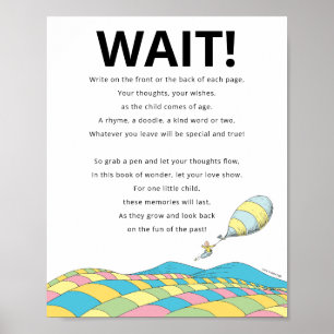 Dr. Seuss   Oh, The Places Guest Book Party Sign