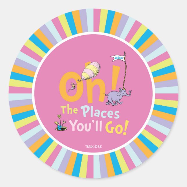 Dr. Seuss | Oh, The Places You'll Go! Classic Round Sticker (Front)