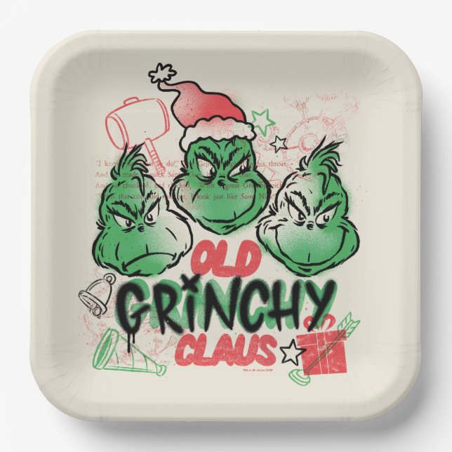 Dr. Seuss | Old Grinch Claus Paper Plate (Front)
