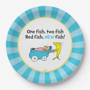 Dr. Seuss   One Fish - Boy Baby Shower Paper Plate