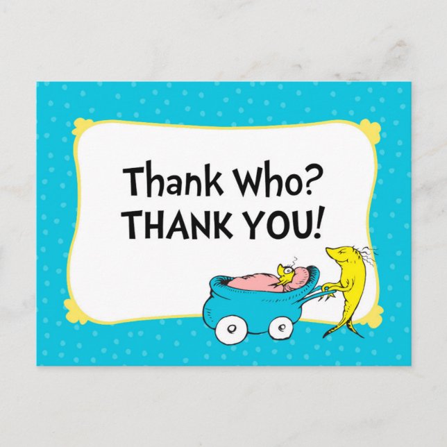 Dr. Seuss | One Fish - Boy Baby Shower Thank You Postcard (Front)