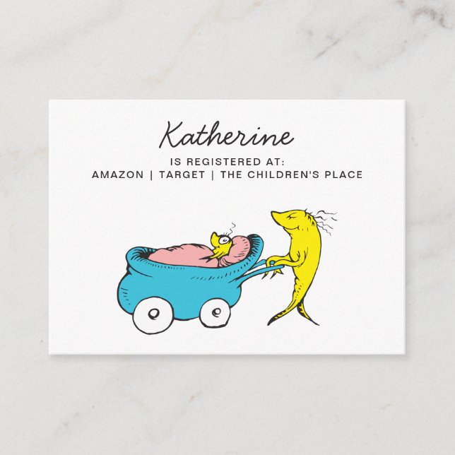 Dr. Seuss | One Fish - Girl Baby Shower Registry Enclosure Card (Front)