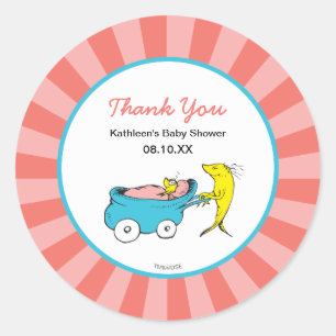 Dr. Seuss   One Fish - Girl Baby Shower Thank You Classic Round Sticker