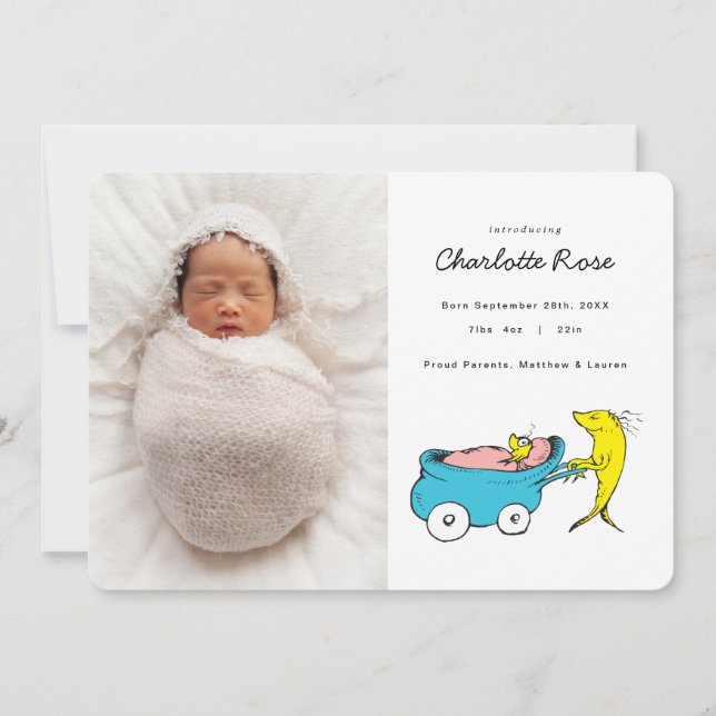 Dr. Seuss | One Fish - Girl Birth Announcement (Front)