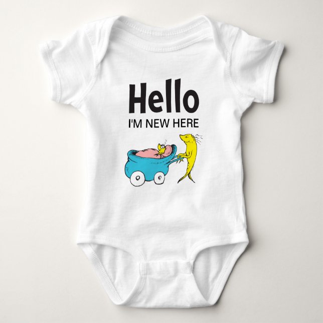 Dr. Seuss | One Fish | Hello I'm New Here Baby Bodysuit (Front)