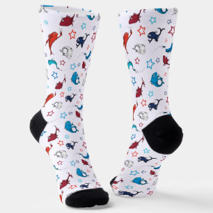 Dr. Seuss One Fish Two Fish Star Pattern Socks