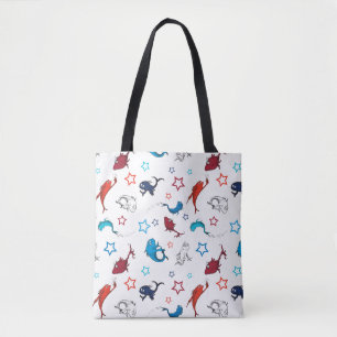 Dr. Seuss One Fish Two Fish Star Pattern Tote Bag