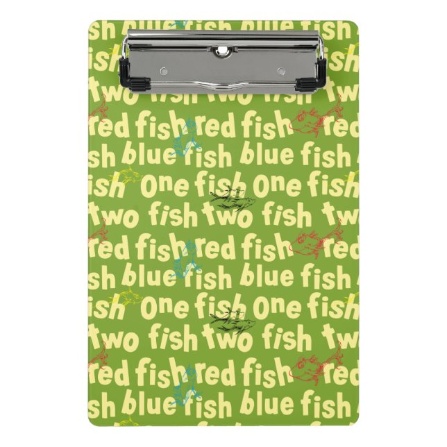 Dr. Seuss | One Fish Two Fish Typography Pattern Mini Clipboard (Front)