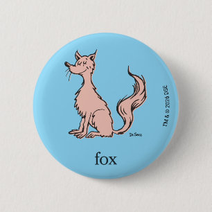 Dr. Seuss   Pink Fox 6 Cm Round Badge