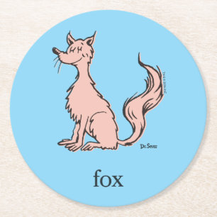 Dr. Seuss   Pink Fox Round Paper Coaster