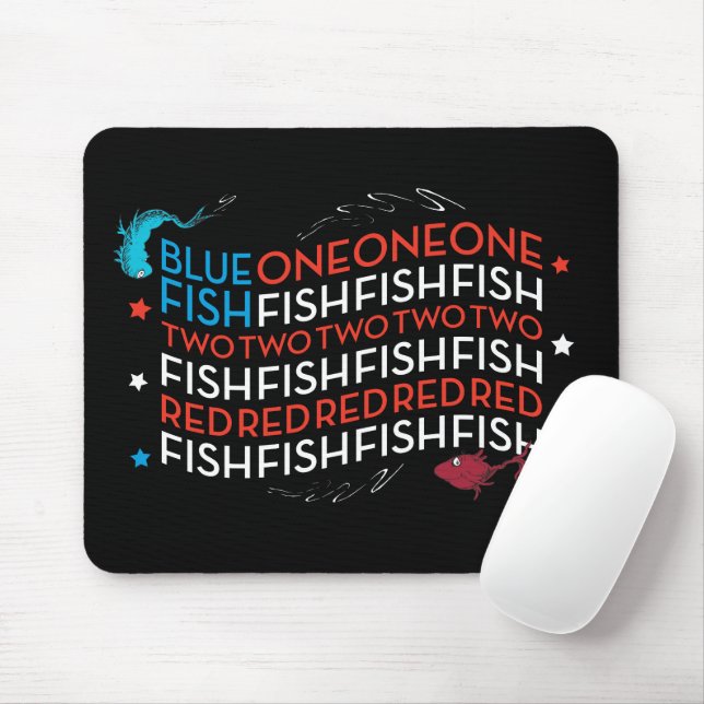 Dr. Seuss | Red Fish Blue Fish US Flag Graphic Mouse Mat (With Mouse)
