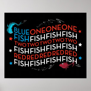 Dr. Seuss   Red Fish Blue Fish US Flag Graphic Poster