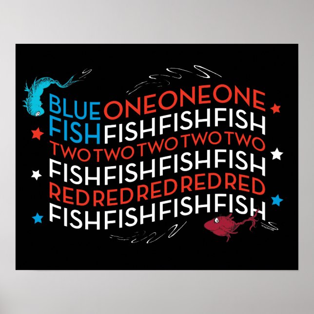 Dr. Seuss | Red Fish Blue Fish US Flag Graphic Poster (Front)
