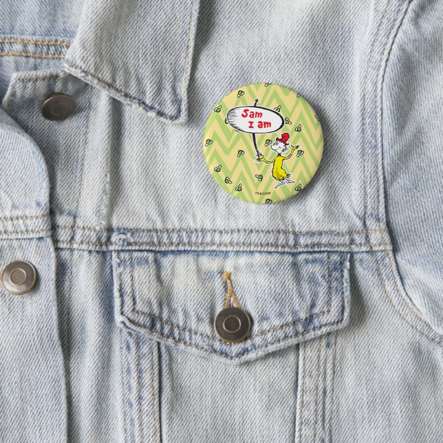 Dr. Seuss | Sam-I-Am Holding Sign 6 Cm Round Badge (In Situ)