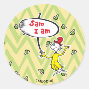 Dr. Seuss Sam-I-Am Holding Sign Classic Round Sticker
