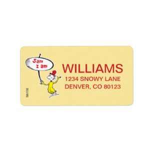 Dr. Seuss Sam-I-Am Holding Sign Label