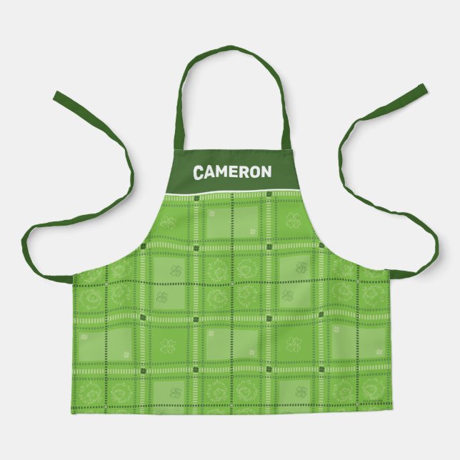 Dr. Seuss | St. Patrick's Day Plaid Pattern Apron (Front)