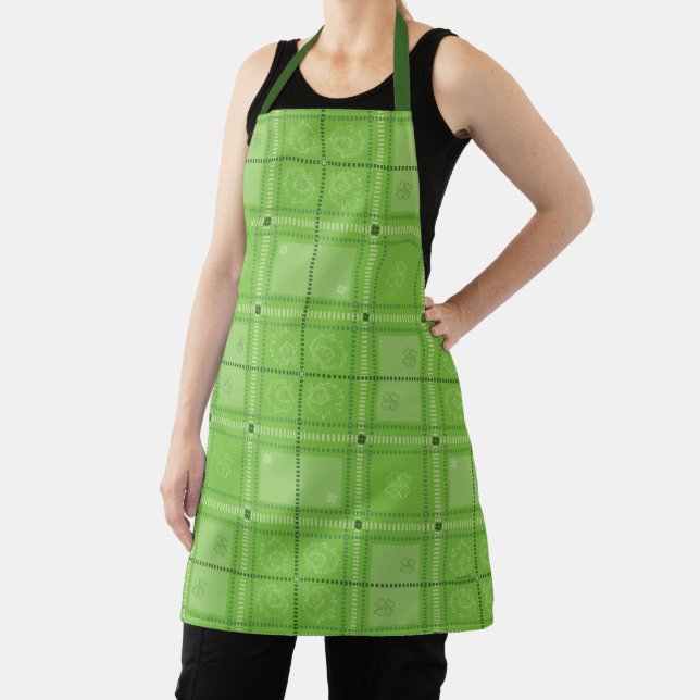 Dr. Seuss | St. Patrick's Day Plaid Pattern Apron (Insitu)