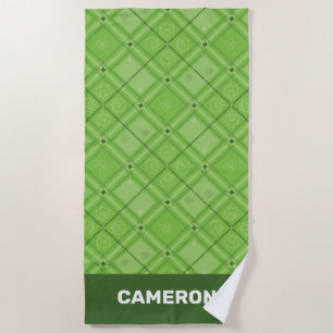 Dr. Seuss   St. Patrick's Day Plaid Pattern Beach Towel