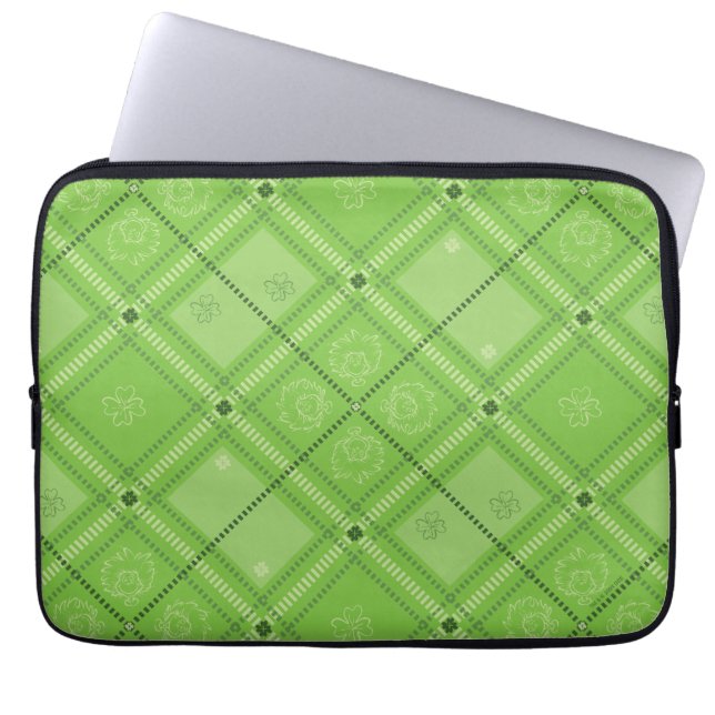 Dr. Seuss | St. Patrick's Day Plaid Pattern Laptop Sleeve (Front)