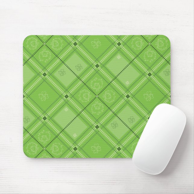 Dr. Seuss | St. Patrick's Day Plaid Pattern Mouse Mat (With Mouse)
