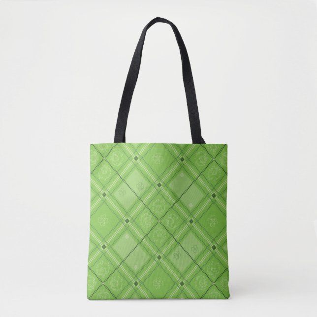 Dr. Seuss | St. Patrick's Day Plaid Pattern Tote Bag (Front)