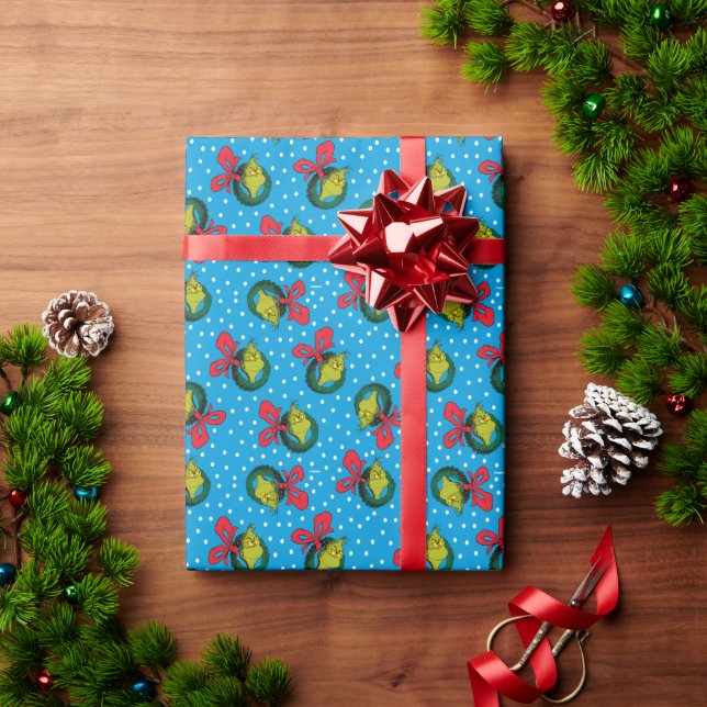 Dr Seuss | The Grinch | Christmas Wreath Pattern Wrapping Paper (Holiday Gift)