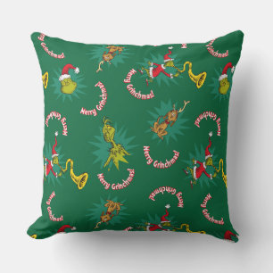 Dr Seuss   The Grinch   Merry Grinchmas Pattern Cushion