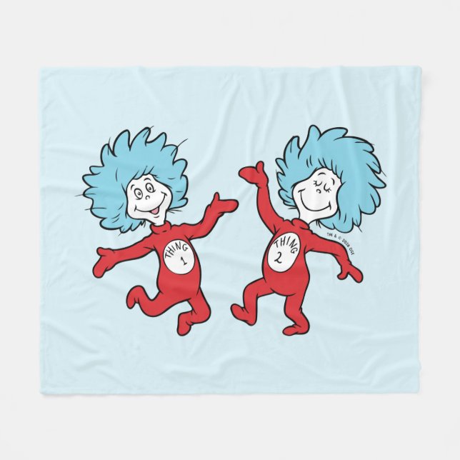 Dr. Seuss Thing 1 and Thing 2 Character Fleece Blanket (Front (Horizontal))