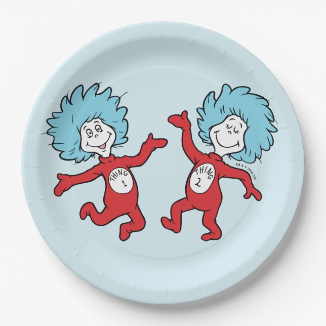 Dr. Seuss Thing 1 and Thing 2 Character Paper Plate (Front)