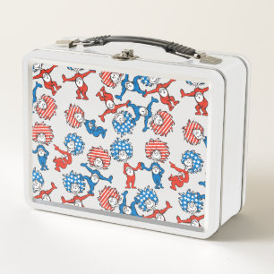 Dr. Seuss Thing 1 Thing 2 US Flag Pattern Metal Lunch Box