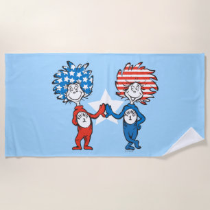 Dr. Seuss   Thing One Thing Two Patriotic Graphic Beach Towel