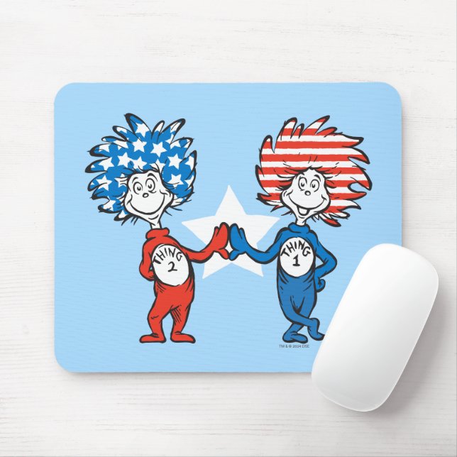 Dr. Seuss | Thing One Thing Two Patriotic Graphic Mouse Mat (With Mouse)