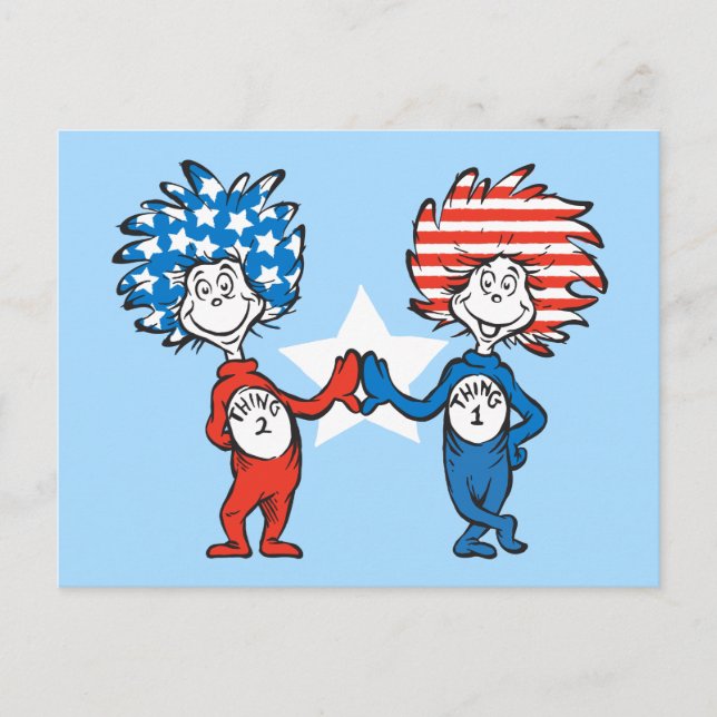 Dr. Seuss | Thing One Thing Two Patriotic Graphic Postcard (Front)