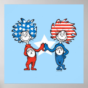 Dr. Seuss Thing One Thing Two Patriotic Graphic Poster