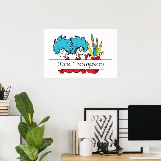 Dr. Seuss | Thing One Thing Two Teacher Name Poster (Home Office)