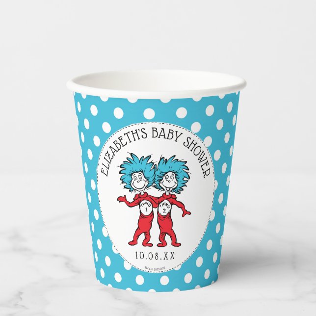 Dr. Seuss Thing One Thing Two | Twins Baby Shower Paper Cups (Front)
