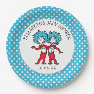 Dr. Seuss Thing One Thing Two   Twins Baby Shower Paper Plate