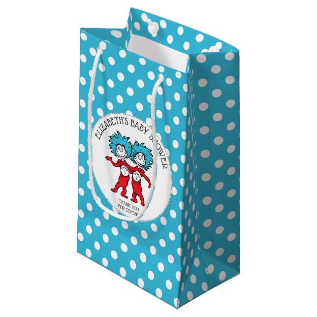Dr. Seuss Thing One Thing Two | Twins Baby Shower Small Gift Bag (Front Angled)