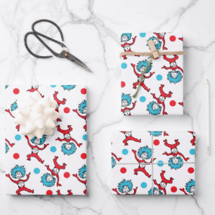 Dr. Seuss Thing One Thing Two Twins Baby Shower Wrapping Paper Sheet